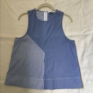 Tibi Blue and White Striped Top
